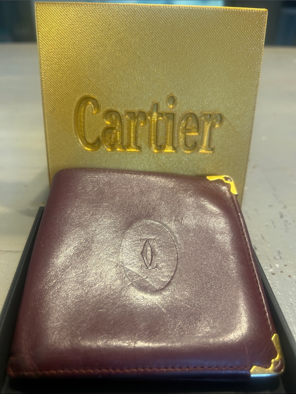 Cartier 1990’s Vintage Burgundy Leather Bifold Wallet